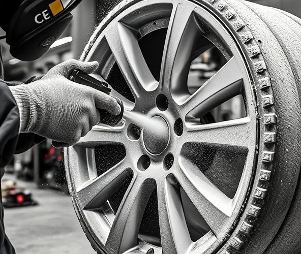 Jaki granulat do piaskowania felg da gładką bazę pod proszek?