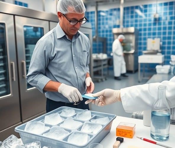 Jak restaurator sprawdzi producenta lodu w kostkach, by zapewnić bezpieczeństwo?